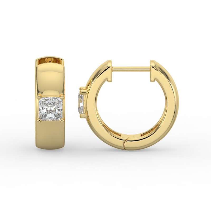 Radiant Single Stone Huggie Earrings