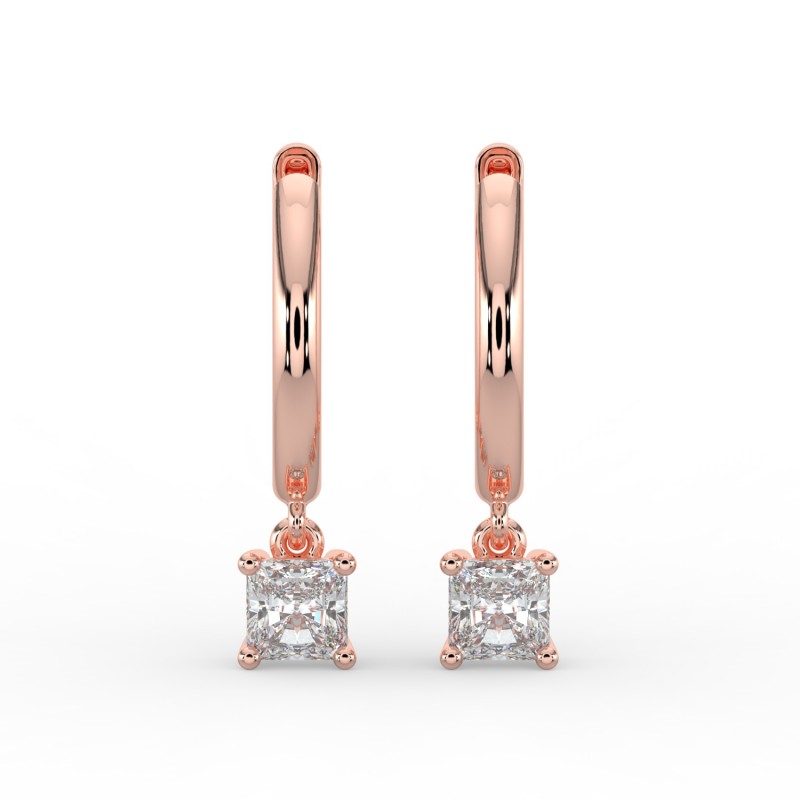 Radiant Single Stone Drop Huggies Earrings