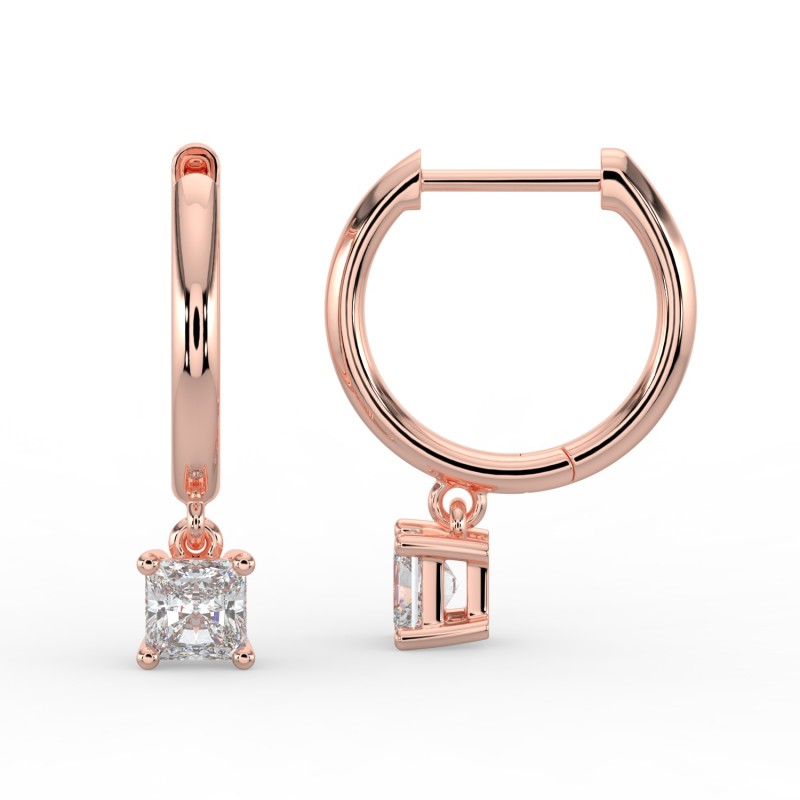 Radiant Single Stone Drop Huggies Earrings