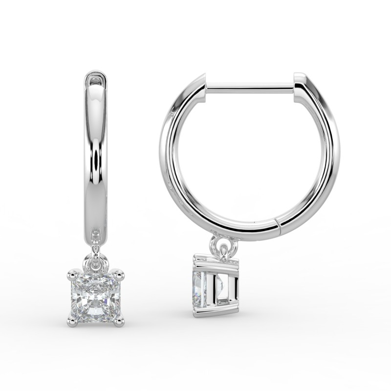 Radiant Single Stone Drop Huggies Earrings