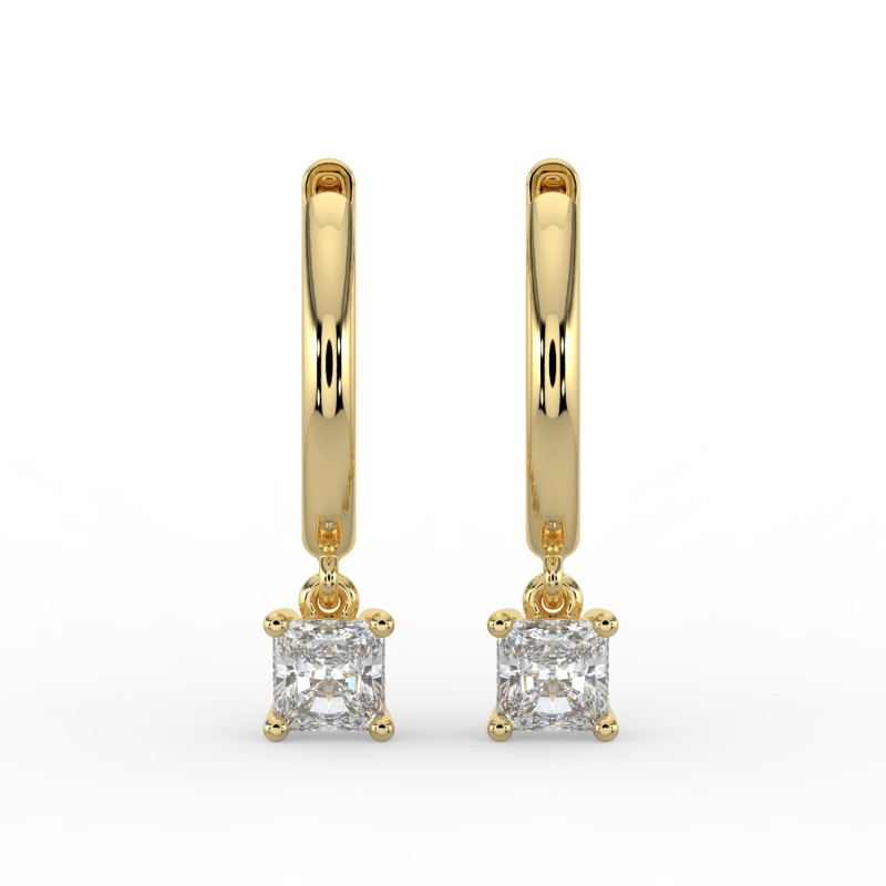 Radiant Single Stone Drop Huggies Earrings