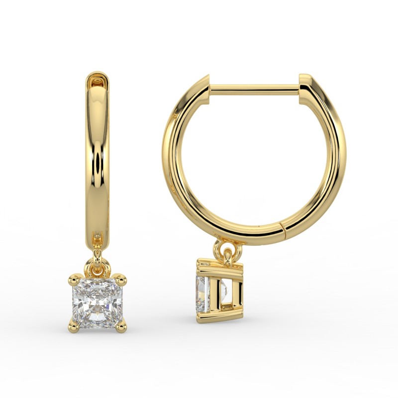 Radiant Single Stone Drop Huggies Earrings