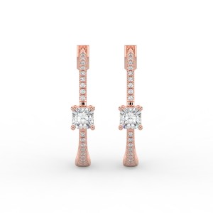 Radiant Hoops with Single Stone & Pave Earrings