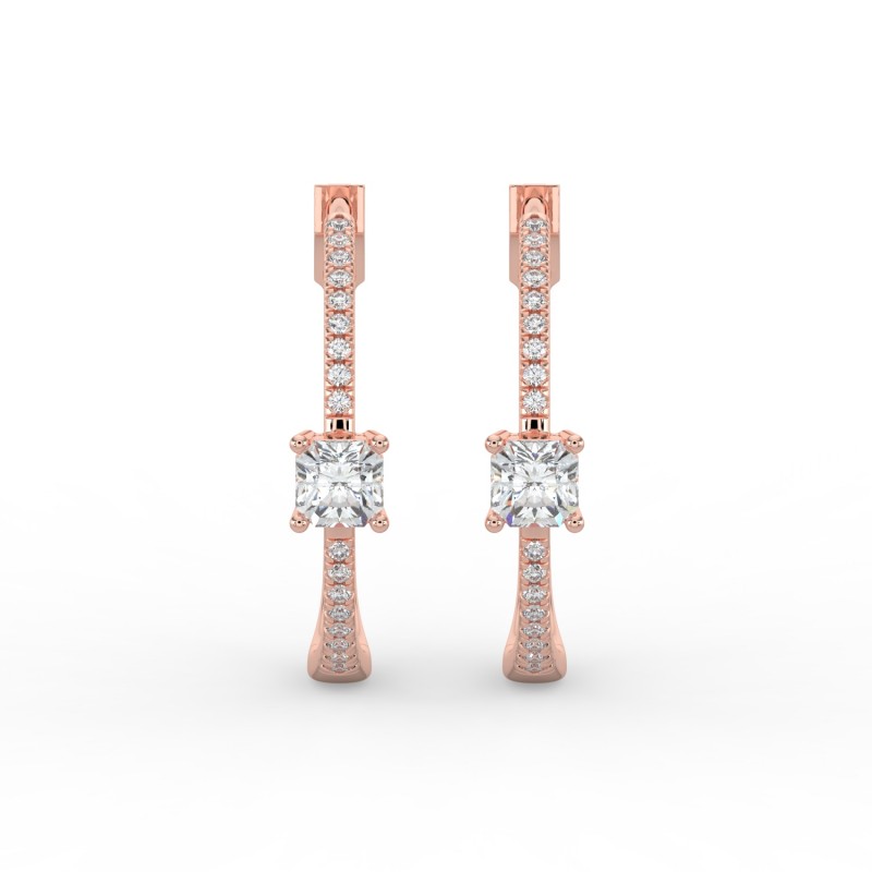 Radiant Hoops with Single Stone & Pave Earrings