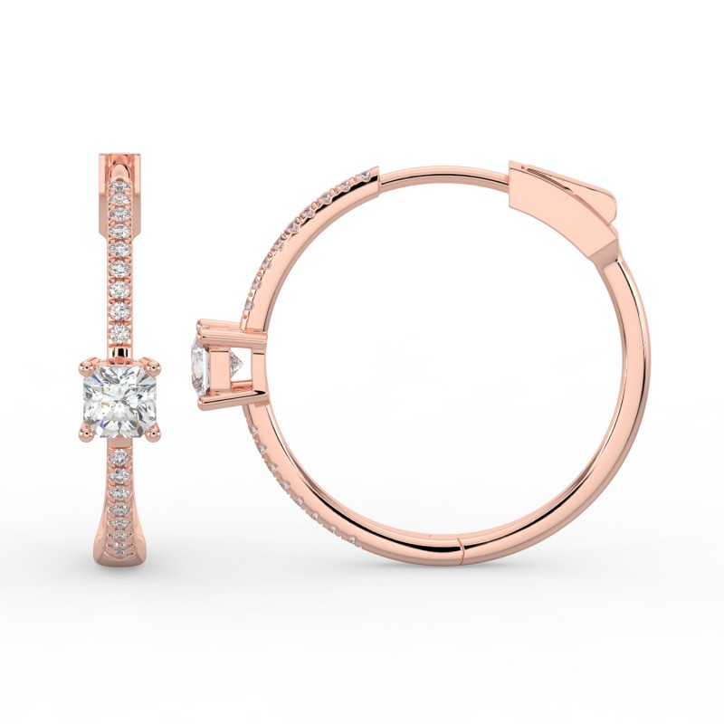 Radiant Hoops with Single Stone & Pave Earrings
