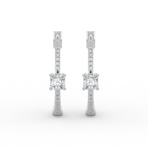 Radiant Hoops with Single Stone & Pave Earrings