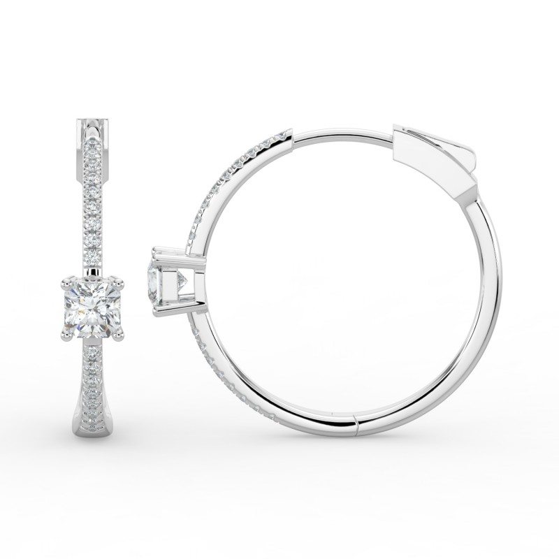 Radiant Hoops with Single Stone & Pave Earrings
