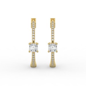 Radiant Hoops with Single Stone & Pave Earrings