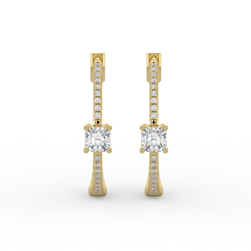 Radiant Hoops with Single Stone & Pave Earrings