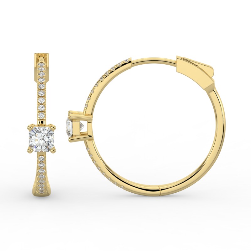 Radiant Hoops with Single Stone & Pave Earrings