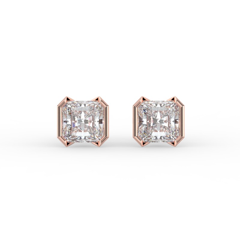 Radiant Half Bezel Earrings