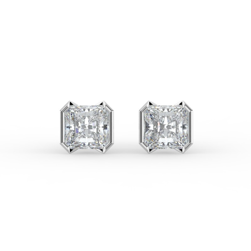Radiant Half Bezel Earrings