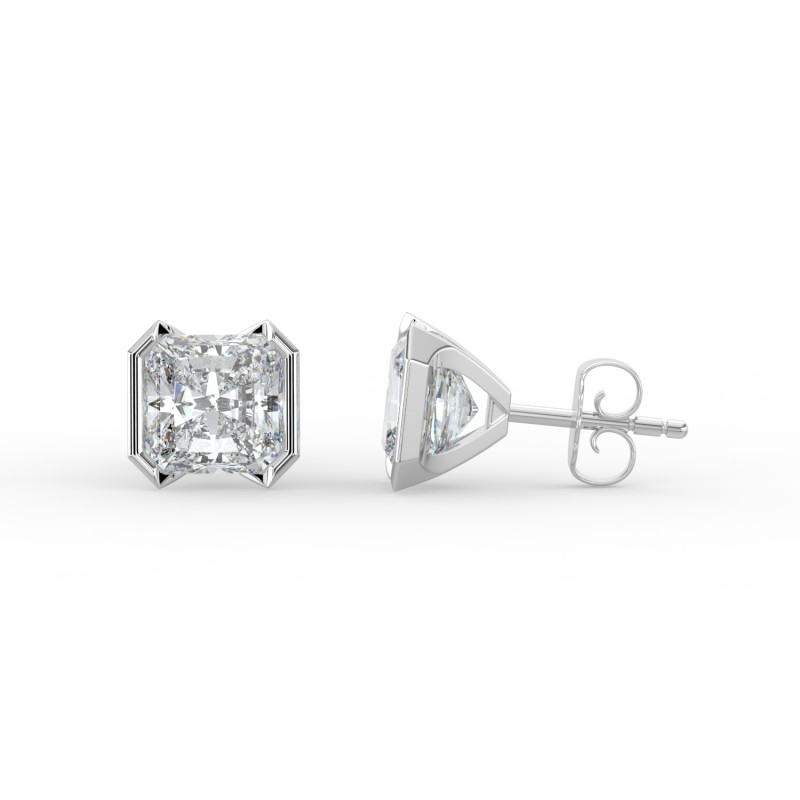 Radiant Half Bezel Earrings
