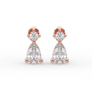 Pear Single Stone Drop Stud Earrings