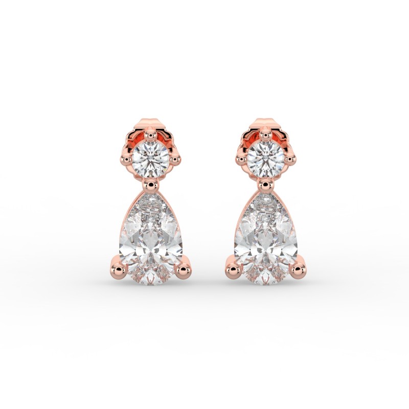 Pear Single Stone Drop Stud Earrings