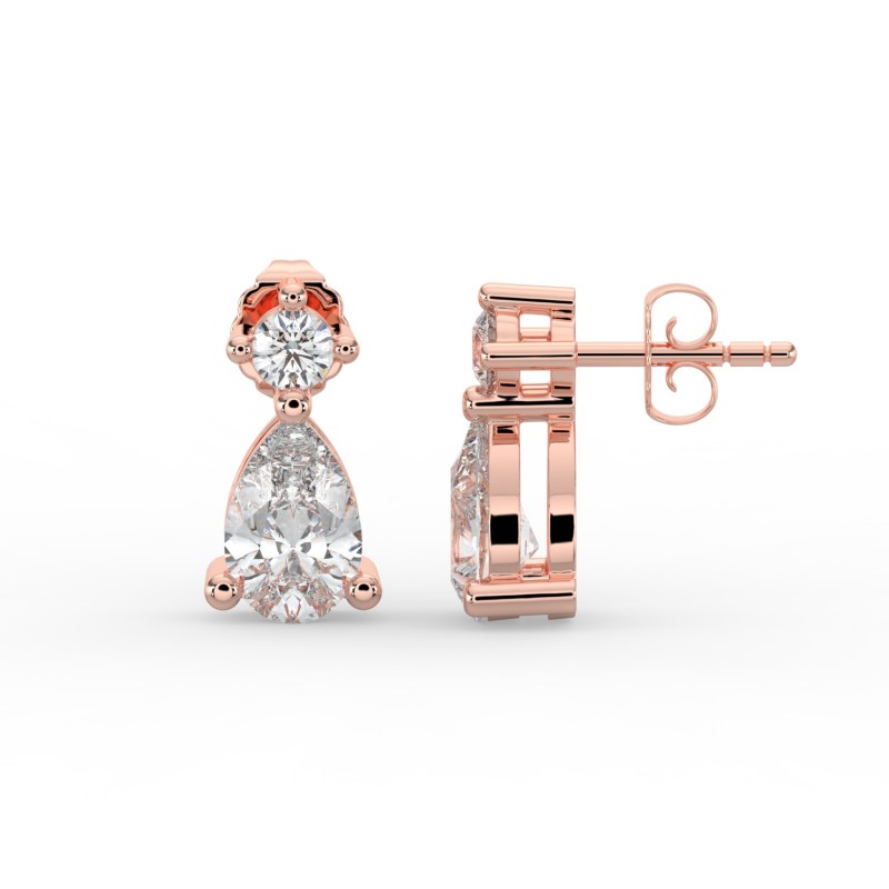 Pear Single Stone Drop Stud Earrings