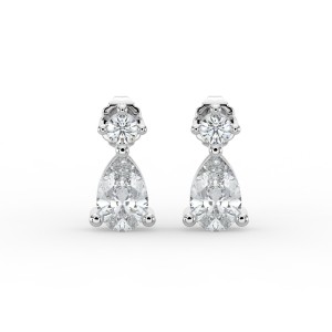 Pear Single Stone Drop Stud Earrings