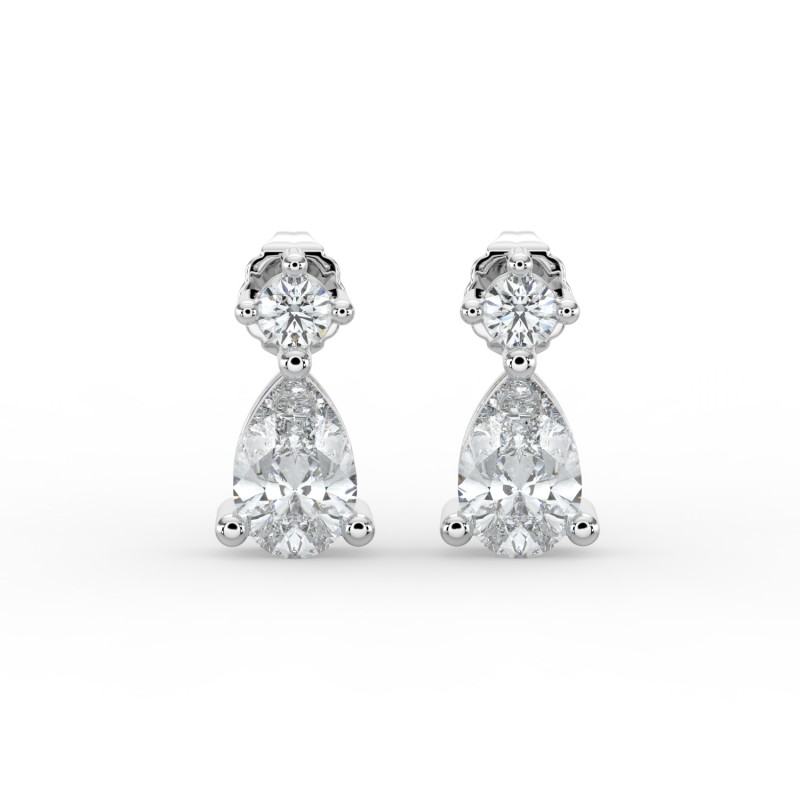 Pear Single Stone Drop Stud Earrings