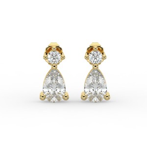 Pear Single Stone Drop Stud Earrings