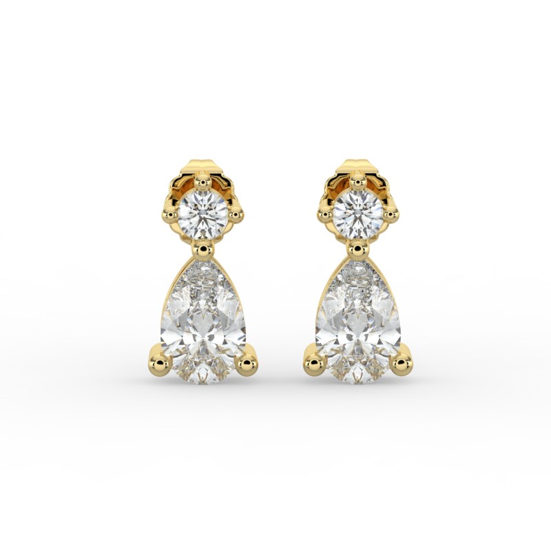Pear Single Stone Drop Stud Earrings