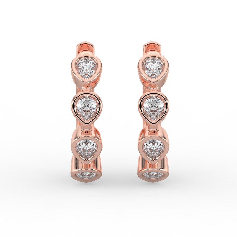 Pear Huggie Bezel Earrings