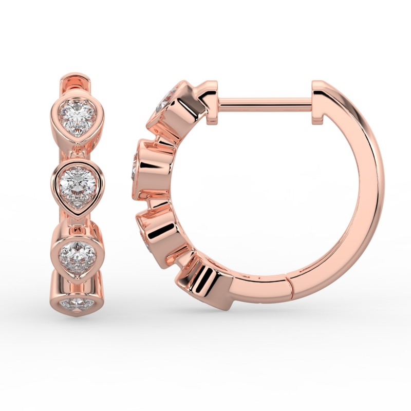 Pear Huggie Bezel Earrings