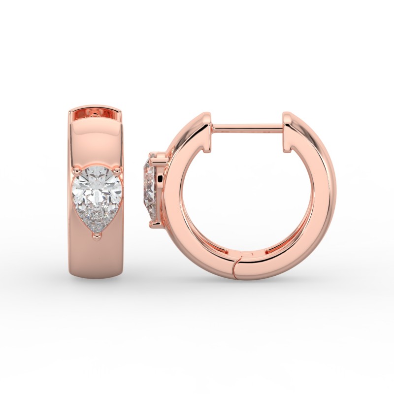 Pear Single Stone Huggie Earrings