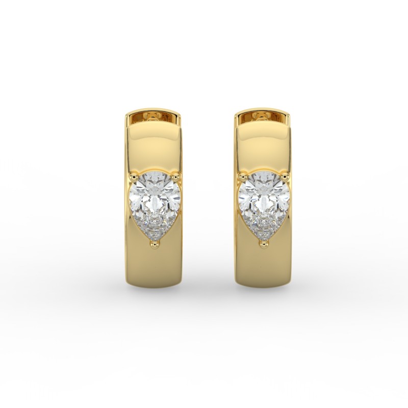 Pear Single Stone Huggie Earrings