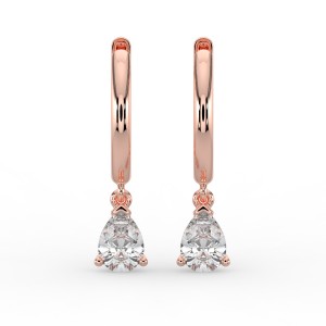 Pear Single Stone Drop Huggies Earrings