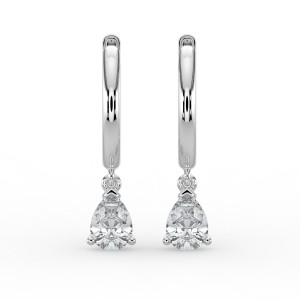 Pear Single Stone Drop Huggies Earrings