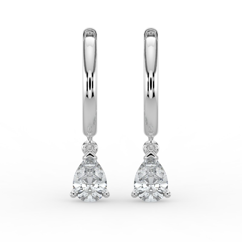 Pear Single Stone Drop Huggies Earrings