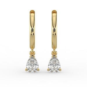 Pear Single Stone Drop Huggies Earrings