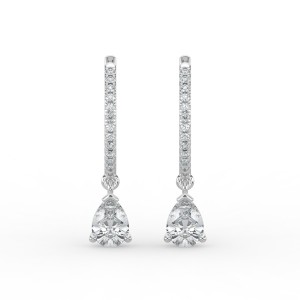 Pear Single Stone Drop Huggies with Diamonds Earrings