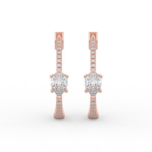 Pear Hoops with Single Stone & Pave Earrings