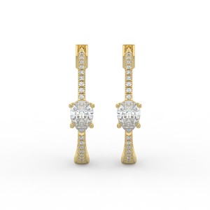 Pear Hoops with Single Stone & Pave Earrings