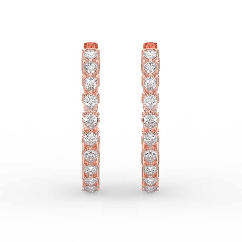 Pear Iniside Out Diamond Hoops Earrings