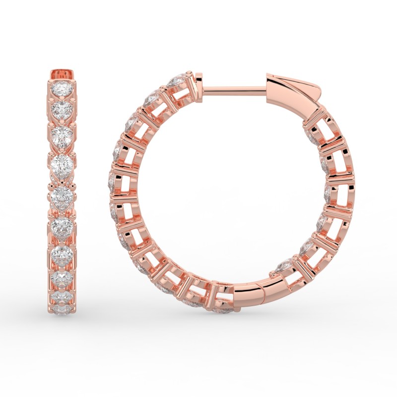 Pear Iniside Out Diamond Hoops Earrings