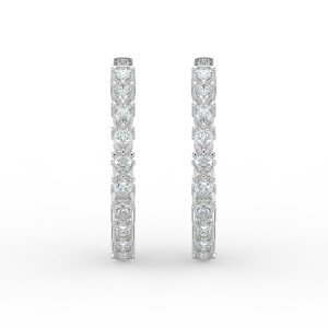 Pear Iniside Out Diamond Hoops Earrings