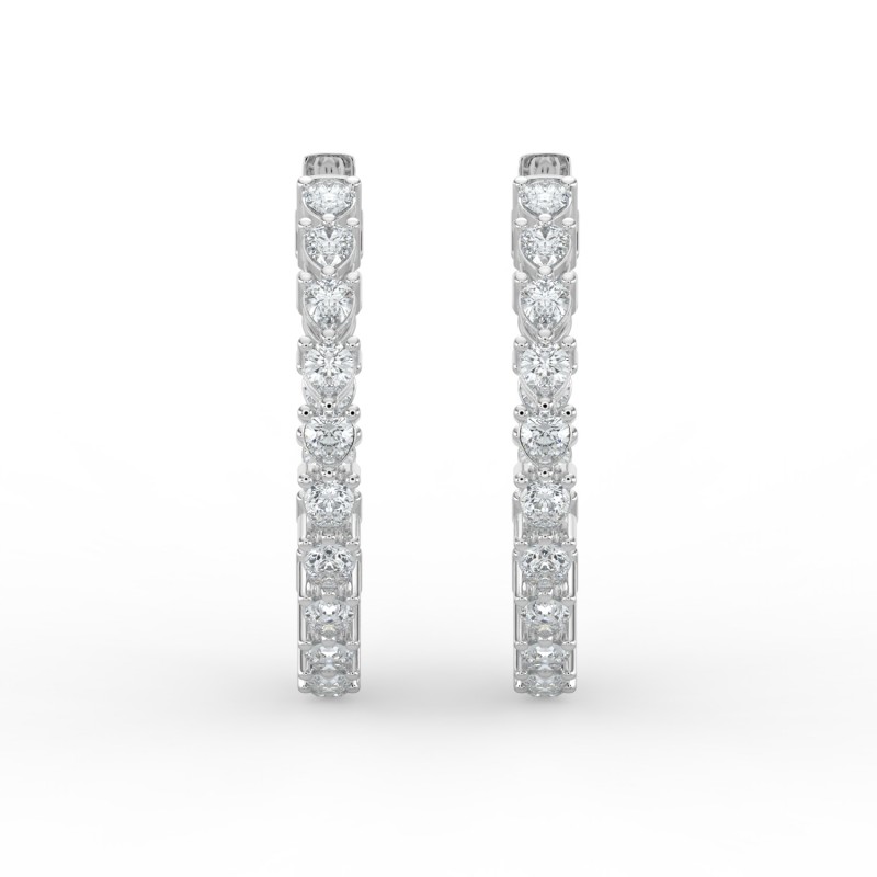 Pear Iniside Out Diamond Hoops Earrings
