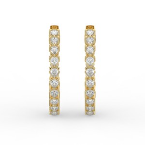 Pear Iniside Out Diamond Hoops Earrings