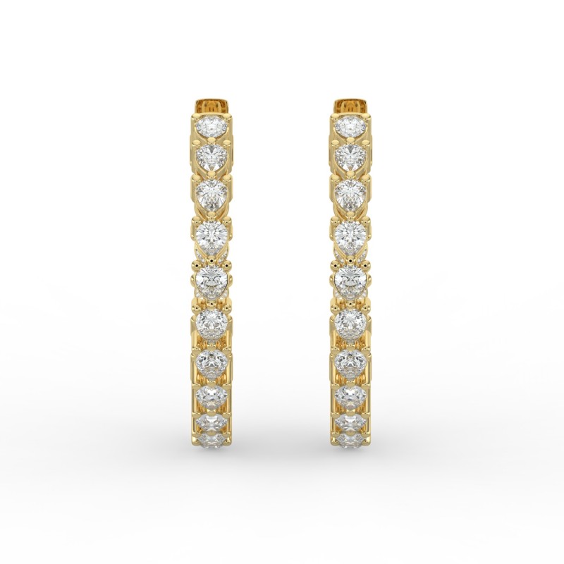 Pear Iniside Out Diamond Hoops Earrings