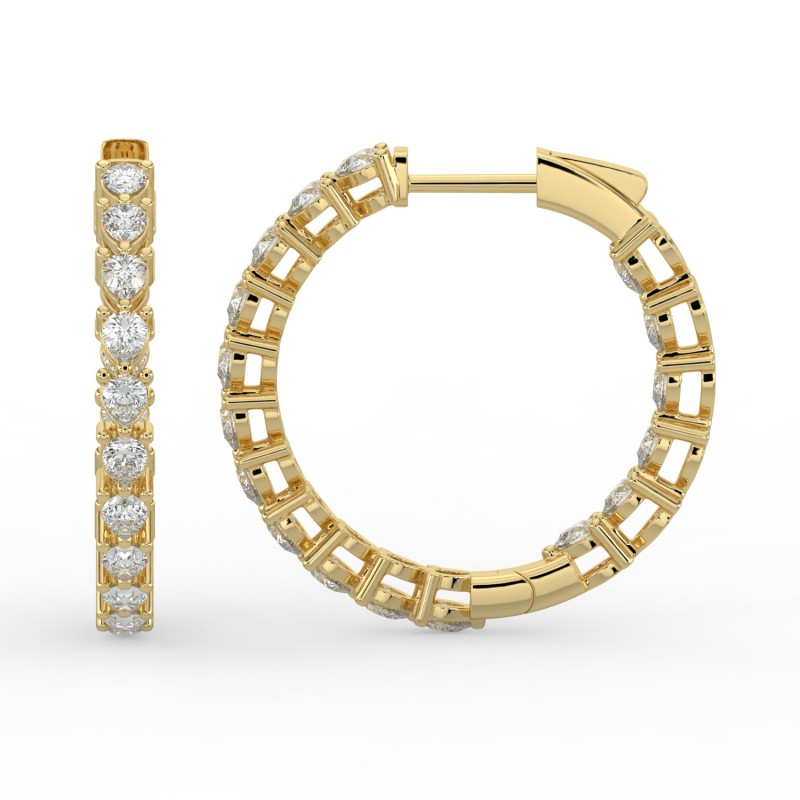 Pear Iniside Out Diamond Hoops Earrings