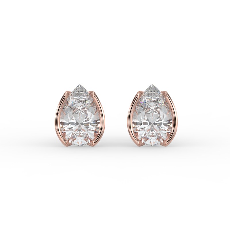Pear Half Bezel Earrings