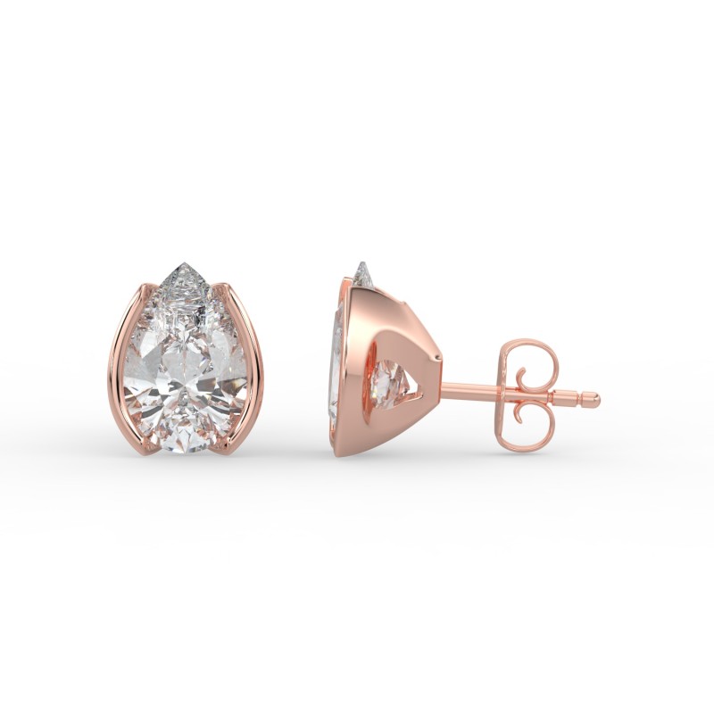 Pear Half Bezel Earrings