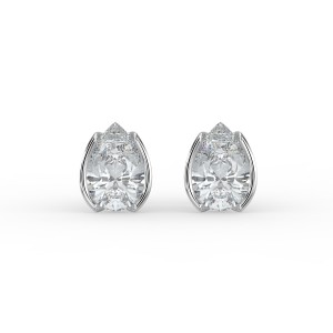 Pear Half Bezel Earrings