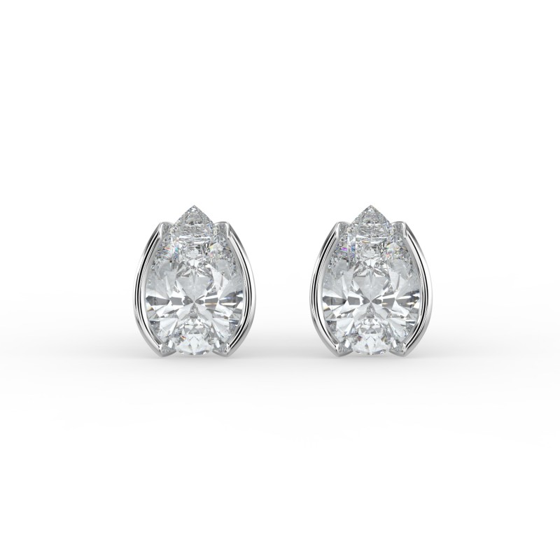 Pear Half Bezel Earrings