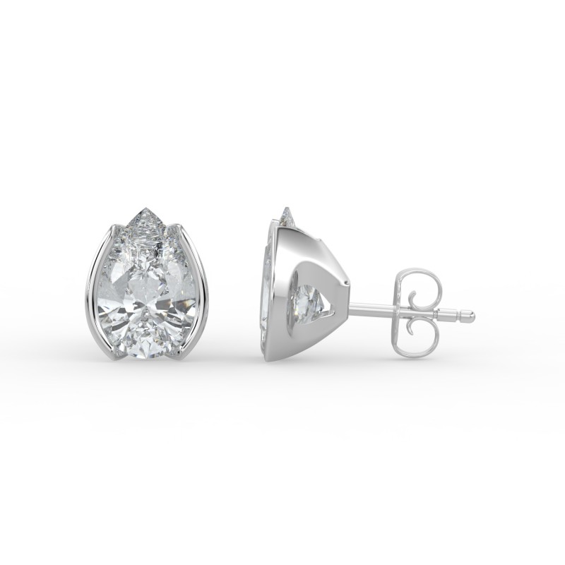 Pear Half Bezel Earrings