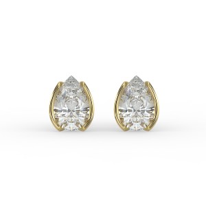 Pear Half Bezel Earrings