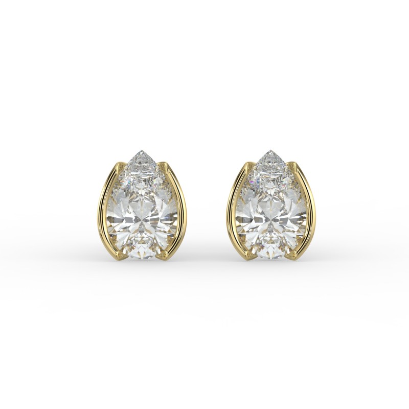 Pear Half Bezel Earrings