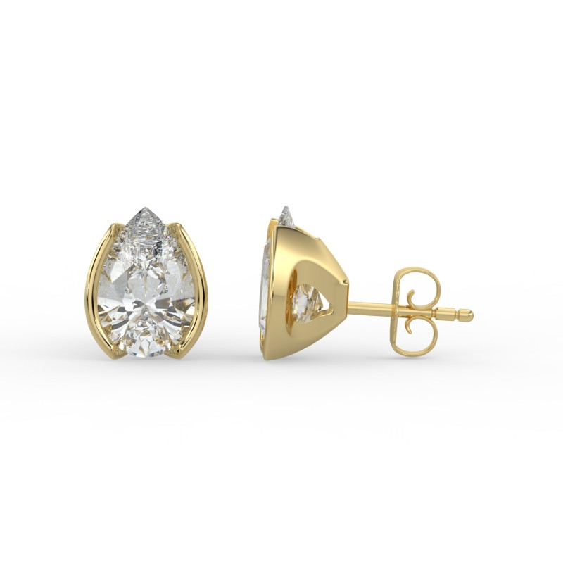 Pear Half Bezel Earrings